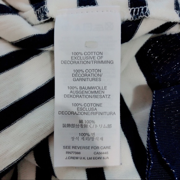 J. Crew Bow Embellished Back Striped Blouse Top XS - Picture 7 of 8